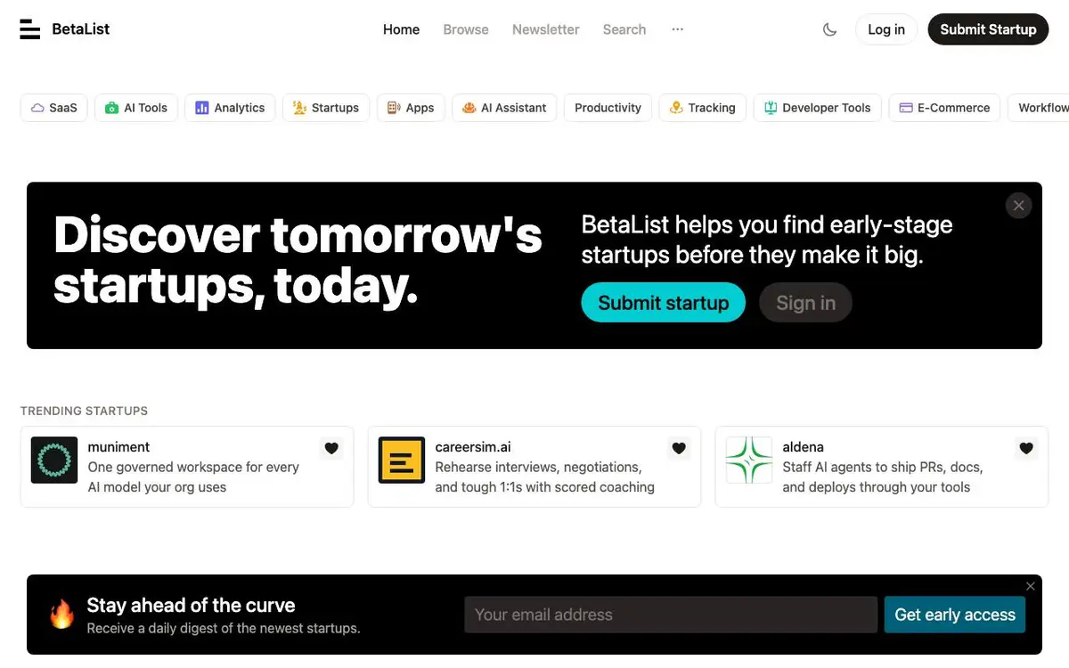 Screenshot of BetaList