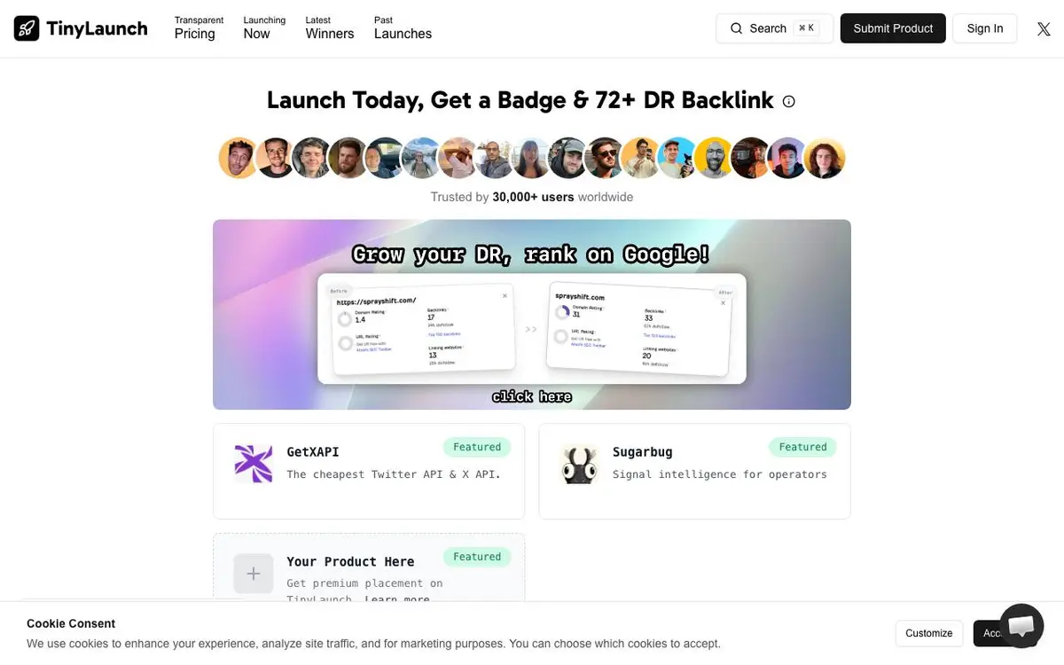 Screenshot of TinyLaunch
