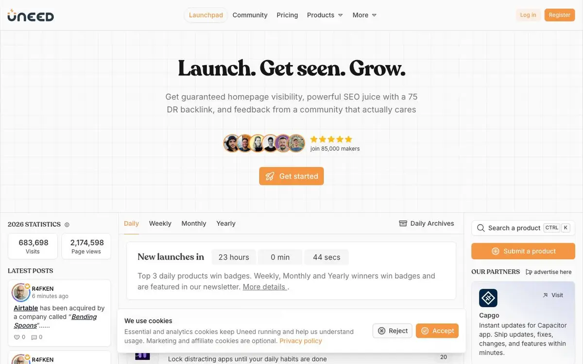 Screenshot of Uneed
